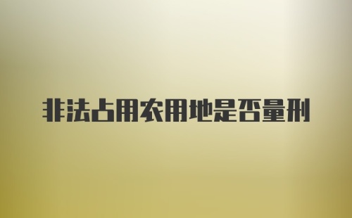 非法占用农用地是否量刑