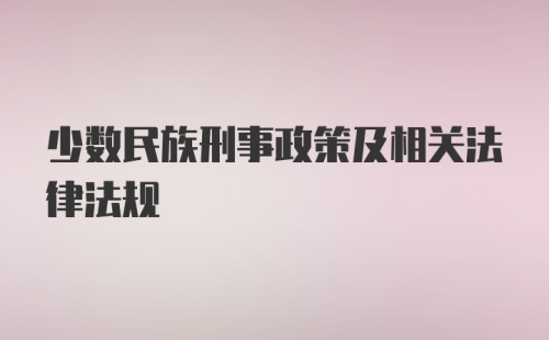 少数民族刑事政策及相关法律法规