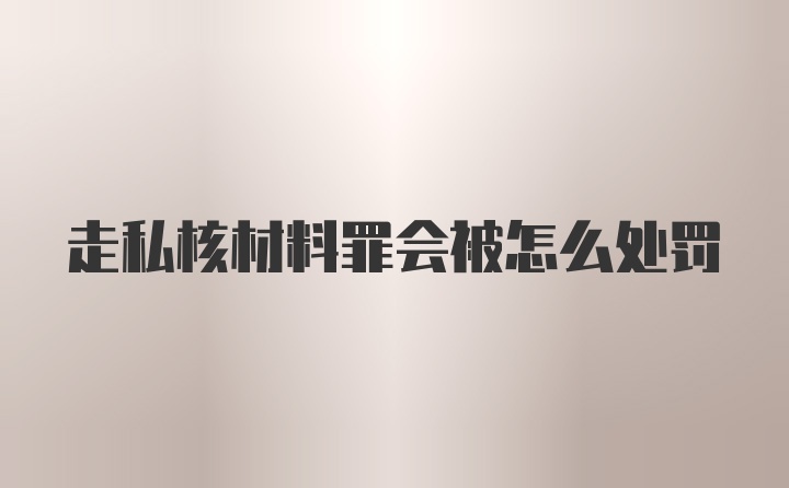 走私核材料罪会被怎么处罚