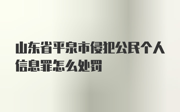 山东省平泉市侵犯公民个人信息罪怎么处罚