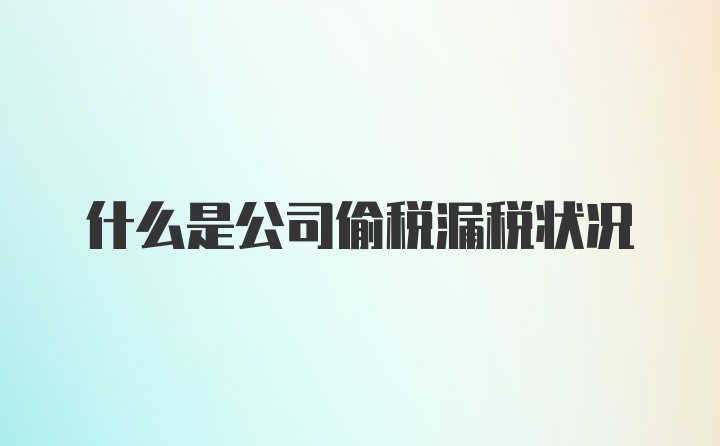 什么是公司偷税漏税状况