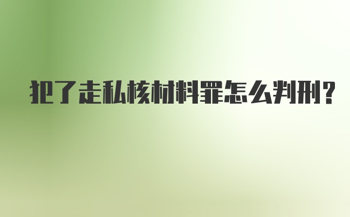 犯了走私核材料罪怎么判刑？