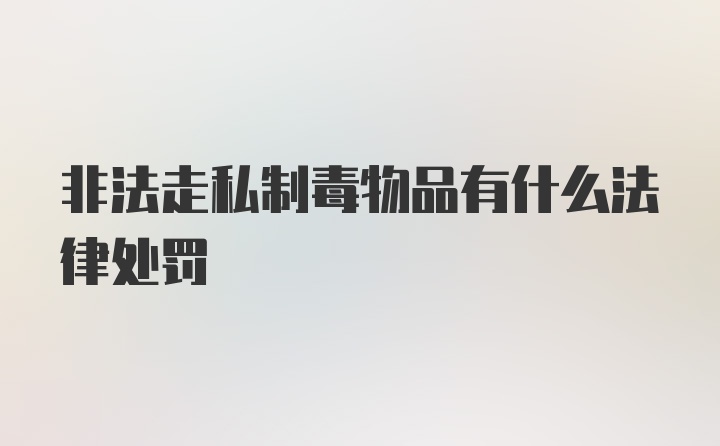 非法走私制毒物品有什么法律处罚