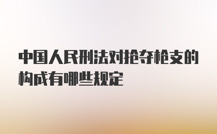 中国人民刑法对抢夺枪支的构成有哪些规定