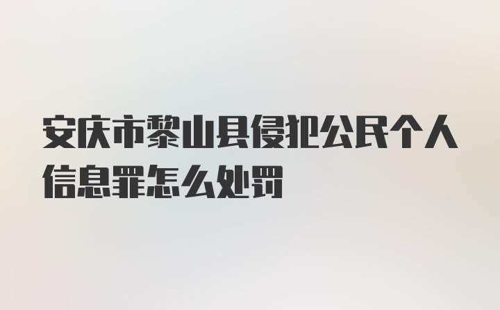 安庆市黎山县侵犯公民个人信息罪怎么处罚