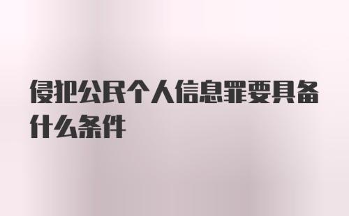 侵犯公民个人信息罪要具备什么条件