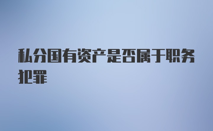 私分国有资产是否属于职务犯罪