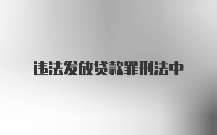 违法发放贷款罪刑法中