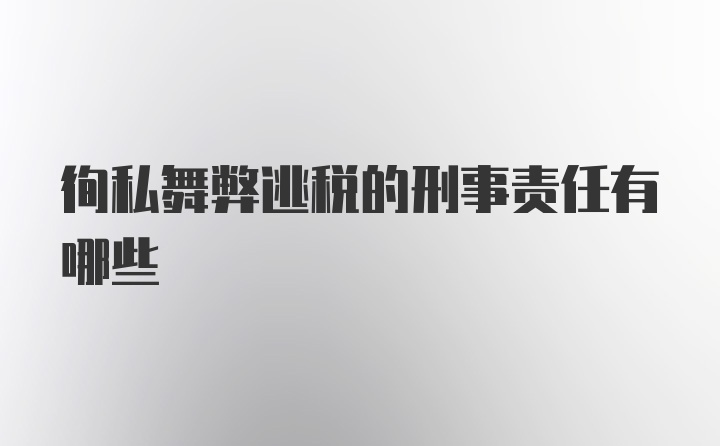 徇私舞弊逃税的刑事责任有哪些