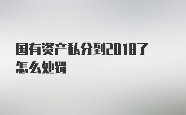 国有资产私分到2018了怎么处罚