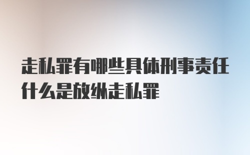 走私罪有哪些具体刑事责任什么是放纵走私罪