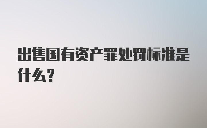 出售国有资产罪处罚标准是什么?