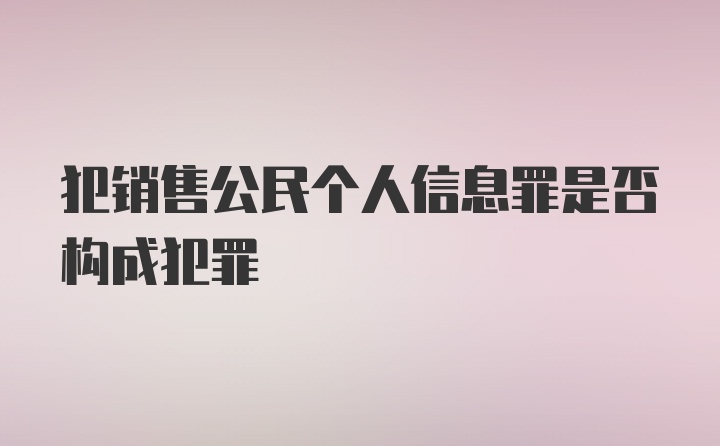 犯销售公民个人信息罪是否构成犯罪