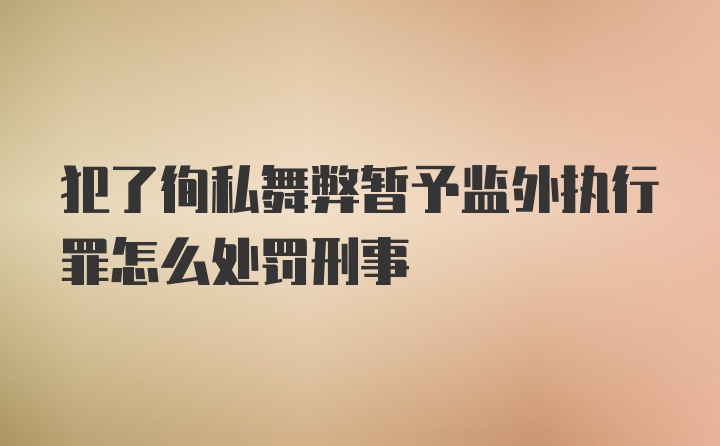 犯了徇私舞弊暂予监外执行罪怎么处罚刑事