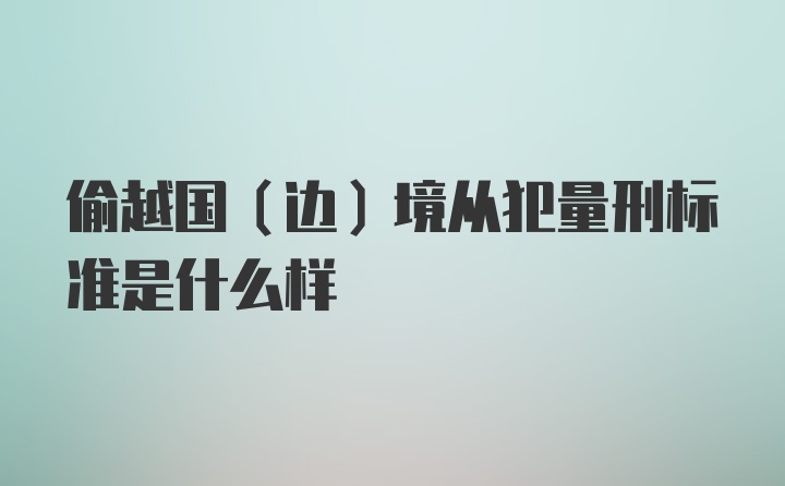 偷越国(边)境从犯量刑标准是什么样