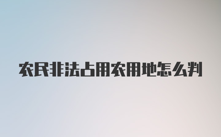 农民非法占用农用地怎么判