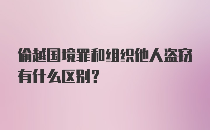 偷越国境罪和组织他人盗窃有什么区别？