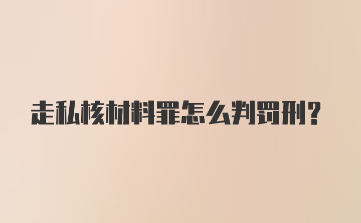 走私核材料罪怎么判罚刑？