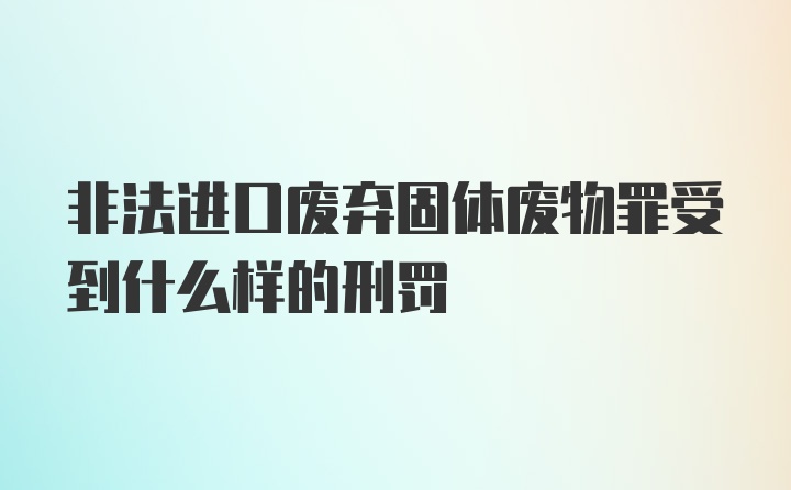 非法进口废弃固体废物罪受到什么样的刑罚