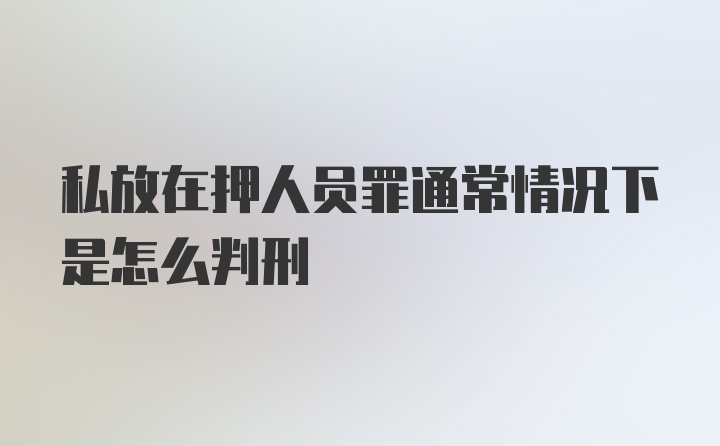 私放在押人员罪通常情况下是怎么判刑