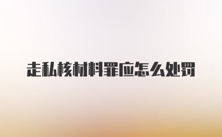 走私核材料罪应怎么处罚