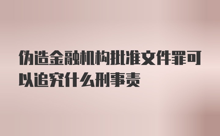 伪造金融机构批准文件罪可以追究什么刑事责