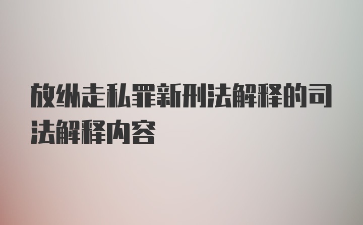 放纵走私罪新刑法解释的司法解释内容