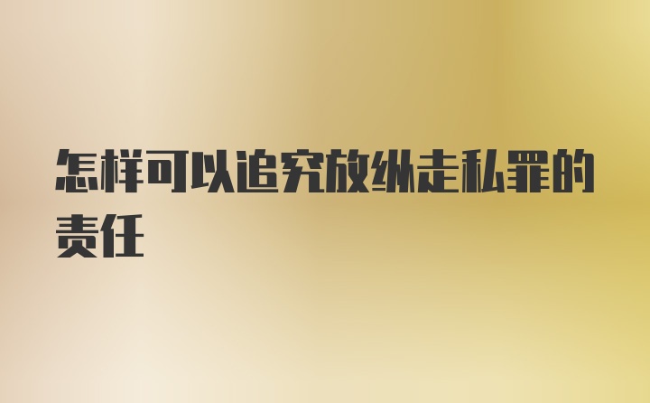 怎样可以追究放纵走私罪的责任