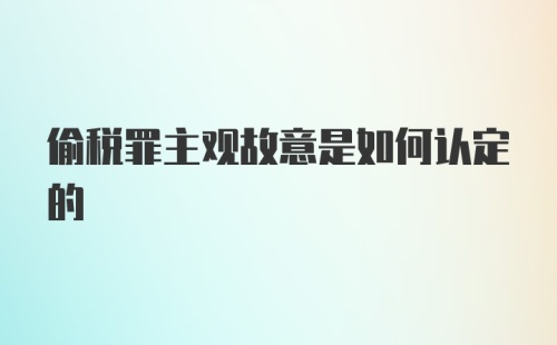 偷税罪主观故意是如何认定的