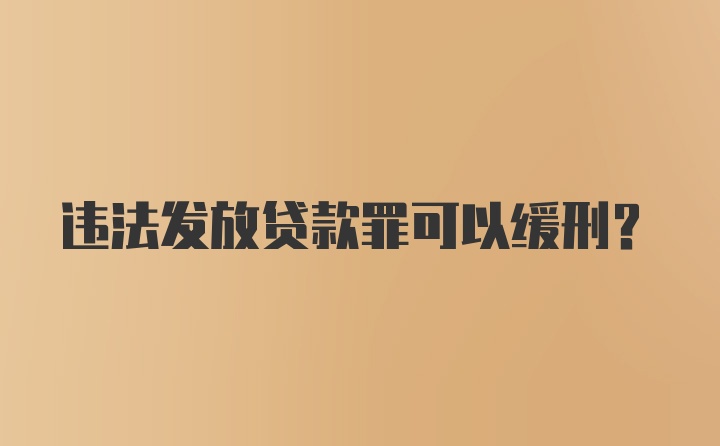 违法发放贷款罪可以缓刑？