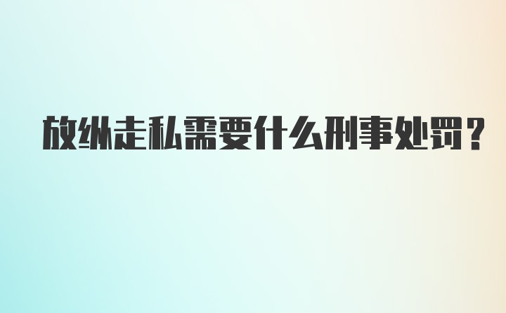 放纵走私需要什么刑事处罚?