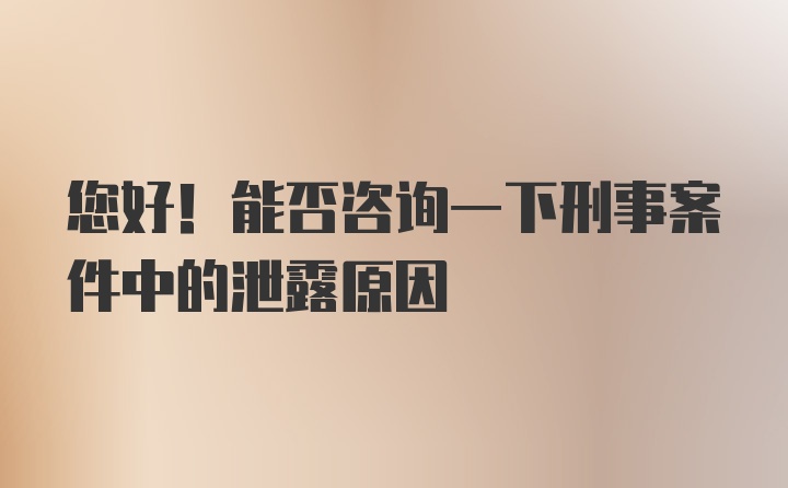 您好！能否咨询一下刑事案件中的泄露原因