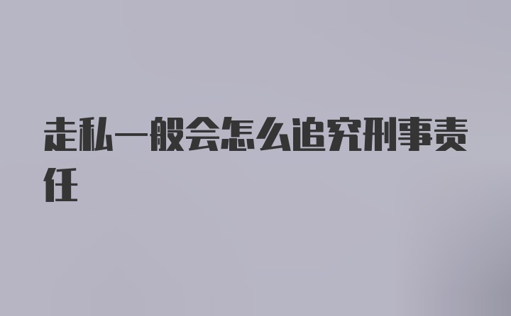 走私一般会怎么追究刑事责任