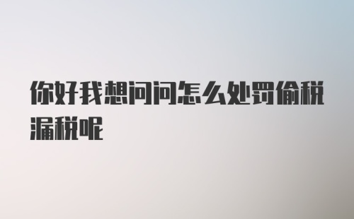 你好我想问问怎么处罚偷税漏税呢