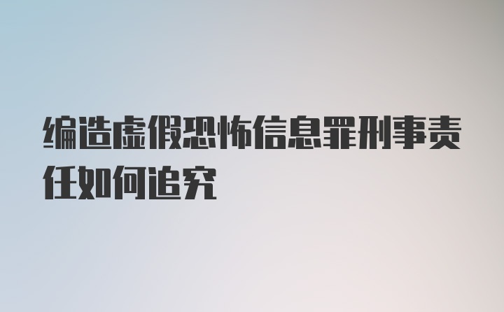 编造虚假恐怖信息罪刑事责任如何追究