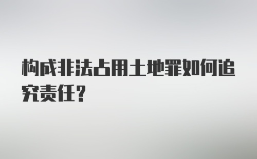 构成非法占用土地罪如何追究责任?