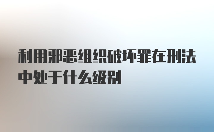 利用邪恶组织破坏罪在刑法中处于什么级别