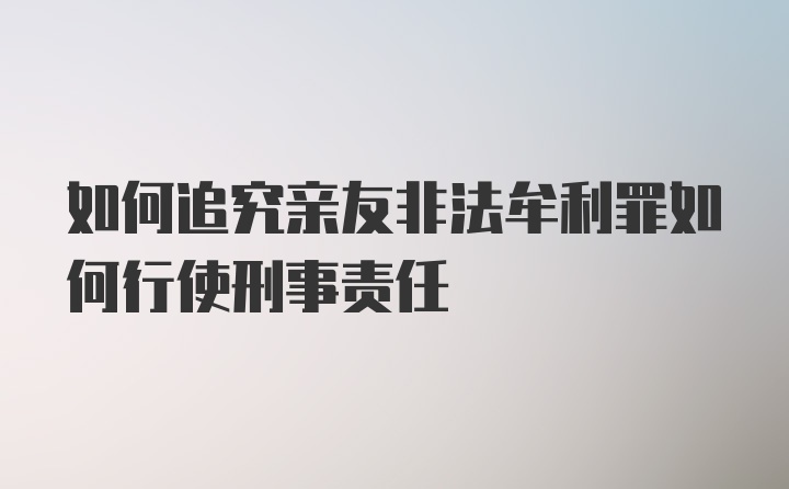 如何追究亲友非法牟利罪如何行使刑事责任