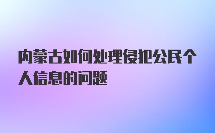 内蒙古如何处理侵犯公民个人信息的问题