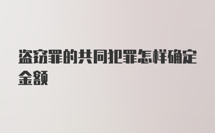 盗窃罪的共同犯罪怎样确定金额