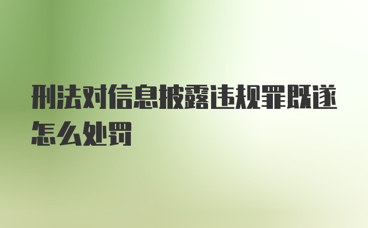 刑法对信息披露违规罪既遂怎么处罚