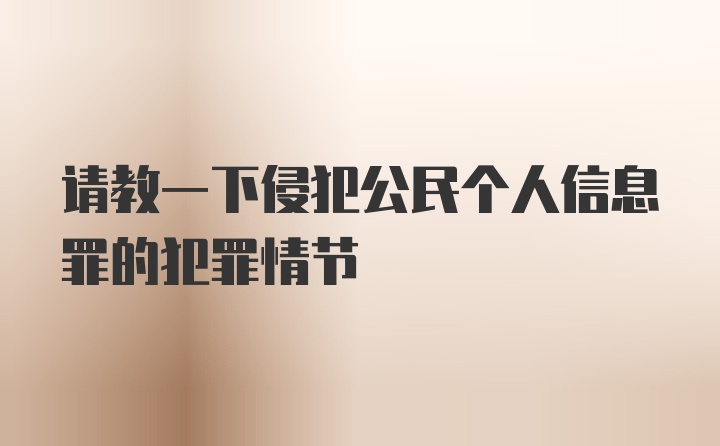 请教一下侵犯公民个人信息罪的犯罪情节