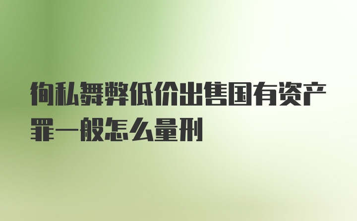 徇私舞弊低价出售国有资产罪一般怎么量刑