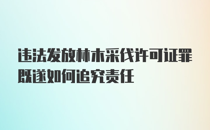 违法发放林木采伐许可证罪既遂如何追究责任