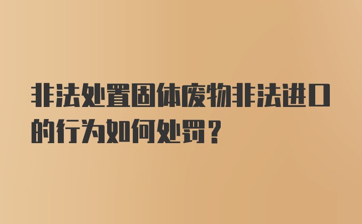 非法处置固体废物非法进口的行为如何处罚？