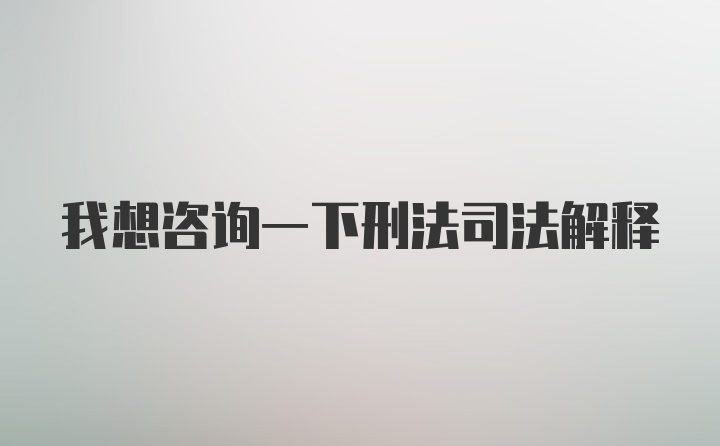 我想咨询一下刑法司法解释