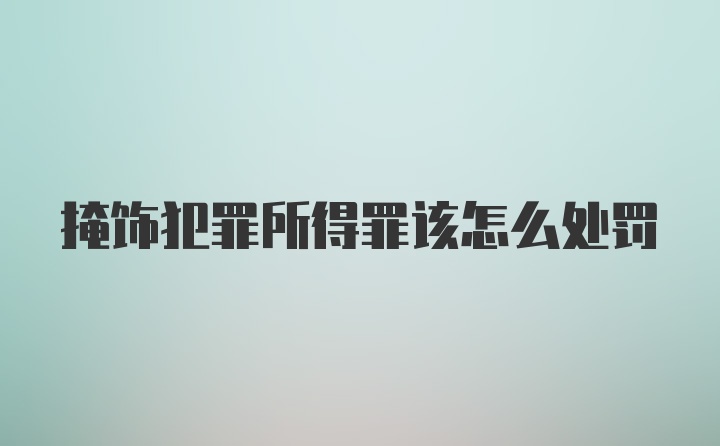 掩饰犯罪所得罪该怎么处罚