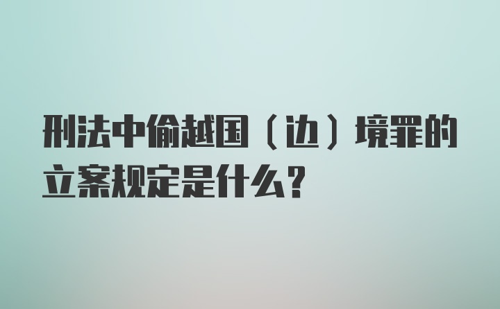 刑法中偷越国（边）境罪的立案规定是什么？