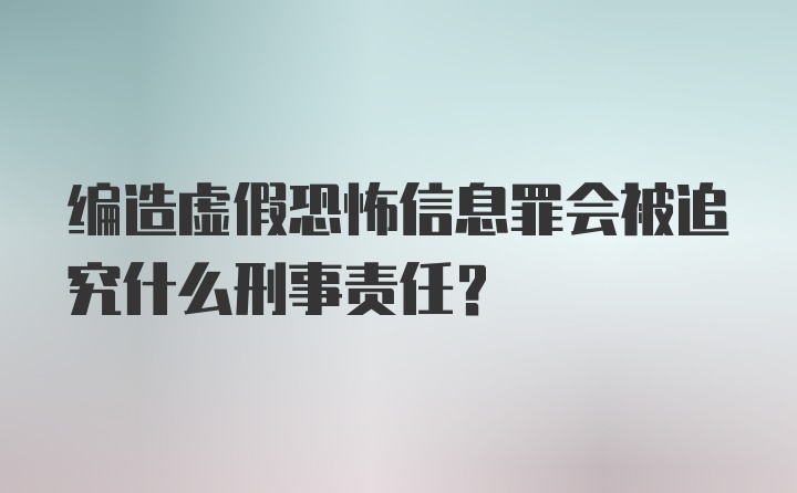 编造虚假恐怖信息罪会被追究什么刑事责任？