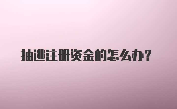 抽逃注册资金的怎么办？